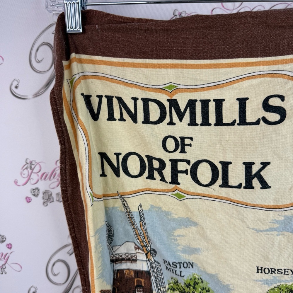 Vindmills of Norfolk Scenic Print scarf scarve wrap or wall decor- Brown & Cream - Picture 5 of 6